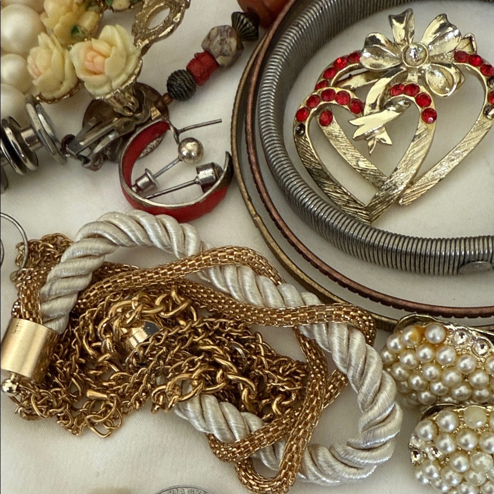 Craft Jewelry Bundle Chain Beads Stones Crystals Faux Pearls Vintage - Picture 8 of 10